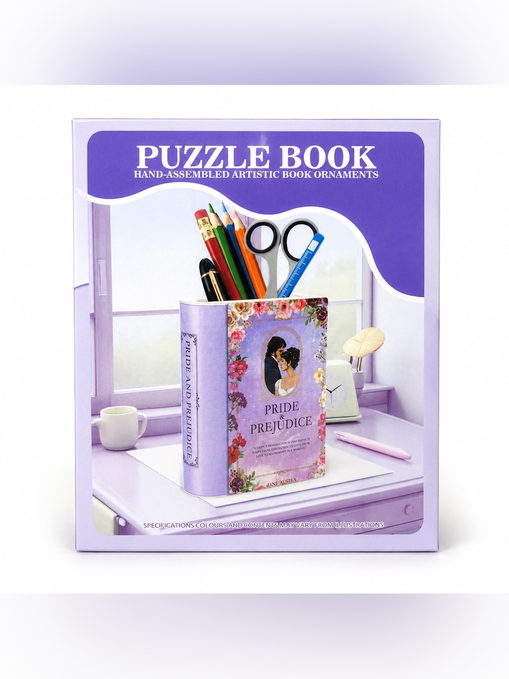 3D Puzzle Vase - Pride & Prejudice Floral Book Planter - Picture 2 of 5